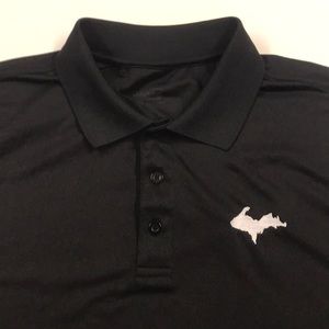 Shirts - MICHIGAN U.P. Black Golf Polo Shirt Mens Large Shirts - MICHIGAN U.P. Black Golf Polo Shirt Mens Large